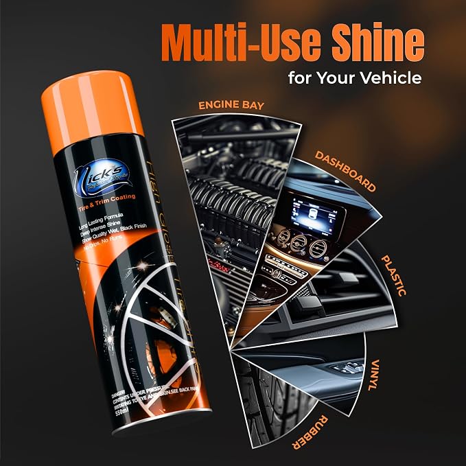 Nick's Professional Supplies High Gloss Tire Shine (1 Pack) - Long Lasting Tire Care - Your Ultimate Wet Tire Shine Spray for a Black Finish Shine on Ceramic Coating for Cars, Trucks, Motorcycles.