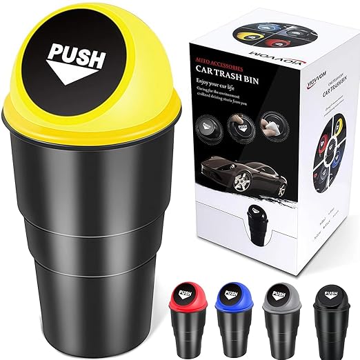 Cup Holder Trash Can, Leakproof Car Trash Can with Lid, Trash Bin for Car Accessories, Mini Garbage Bin Organizer for Automotive Office Home Kitchen, Applicable to Women and Men