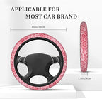 Pink Leopard Steering Wheel Cover - Pink Leopard Steering Wheel Protector Neoprene 15Inch Car Accessories 2 Pcs Car Coasters for Women Men