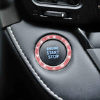 Car Bling Crystal Rhinestone Engine Start Ring Decals, 2 Pack Car Push Start Button Cover/Sticker, Key Ignition Knob Bling Ring, Sparkling Car Interior Accessories for Women (Double Red)