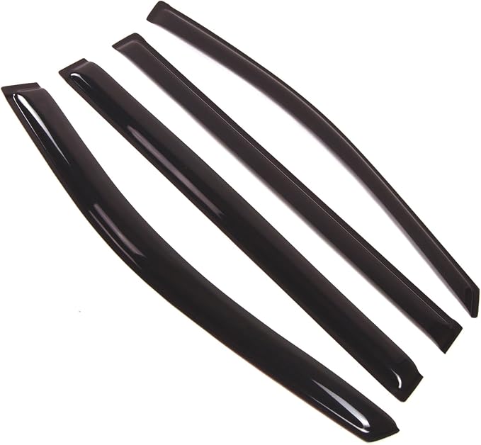 WD2-104 Dark Smoke 4 Pcs Set Window Visor (Outside Mount) Deflector Rain Guard Compatible with 2008-2016 Chrysler Town & Country
