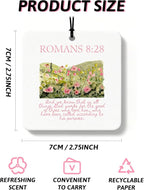 Pink Christian Car Air Freshener 4 Pcs, Coquette Pink Bow Bible Verse Religious Hanging Air Freshener for Cars Closet Drawer Books, Cute Christian Car Accessories Mirror Decor for Women