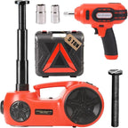 Upgraded Electric Hydraulic Car Jack Kit 5 Ton 12V Portable Lift Range 20.9 Inch with Impact Wrench and Tire Inflator Pump for SUV Sedan Truck Repair Floor Jack for Tire Change with LED Light