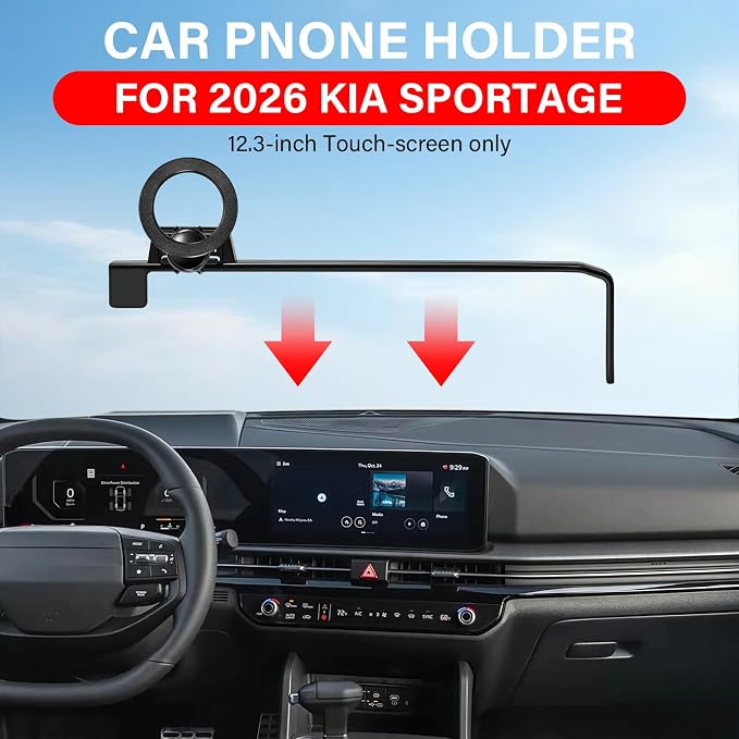 Car Phone Holder for Kia Sportage 2026 Accessories 12.3-in Screen | 2026 Kia Sportage Cell Phone Mount for Magsafe iPhone, 360° Hands-Free No Air Vent Blockage One-Hand Operation Stable Stand