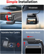 F4 Pro 4K Mini Dash Cam Front and Rear, STARVIS 2 Night Vision, 128GB Card Included, 5.8GHz WiFi 6 Instant Export, 2.2" Touch Screen Dash Camera for Cars, Voice Control, 24H Parking Mode