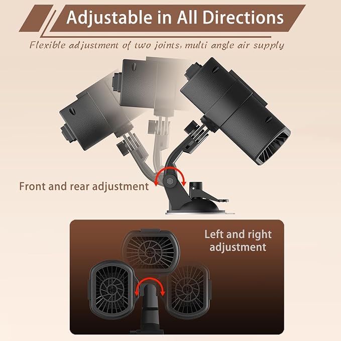 2026 New Upgrade Car Heater for Vehicle, 12V 150W Portable Car Heater, 2 in 1 Windshield Defogger and Defroster with Sucker and Holder,Plugs Into Cigarette Lighter (Black) (Black)