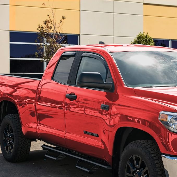Voron Glass in-Channel Extra Durable Rain Guards for Trucks Toyota Tundra 2007-2021 Double Cab, Window Deflectors, Vent Window Visors, 4 Pieces - 230082