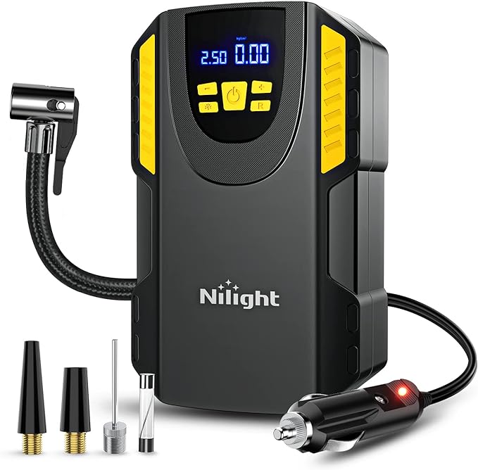 Tire Inflator Portable Air Compressor 12VDC Car Air Pump 150PSI Digital Tire Pressure Gauge Auto Shutoff Tire Pump for Car SUV Motorcycle Bicycle ATV, 2 Year Warranty