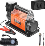 12V Portable Tire Inflator, 7.06CFM Heavy Duty Air Compressor, 150PSI Offroad Air Pump with Adapters for Car SUV RV Truck - Include 6.5FT Power Cord, 26FT Air Hose with Pressure Gauge, Carry Bag