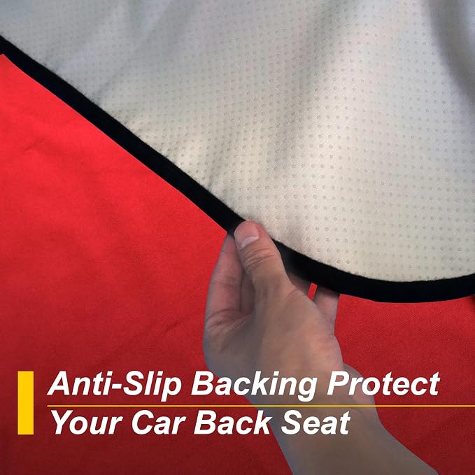 Back Seat Cover for Car Trucks Van SUV Jeep,Waterproof Rear Bench Towel Seat Covers for Dogs and Kids,Automotive Backseat Protector (Red)