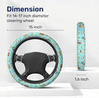 Blue Tropical Ocean Steering Wheel Cover, Polyester Non-Slip Car Wheel Grip, Universal 15 Inch Auto Accessory