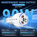 Car Charger Adapter, 3 Port USB-C & USB-A 90W Fast Charger, Car Interior Accessories, Essential Travel Gifts for Men and Women, Fit for iPhone 17/16/15/14/13Pro Max, Samsung, Android (White 1pc)