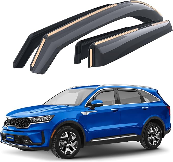 Goodyear Shatterproof in-Channel Window Deflectors for Kia Sorento 2021-2026, Rain Guards, Window Visors for Cars, Vent Deflector, Car Accessories, 4 pcs. - GY008439