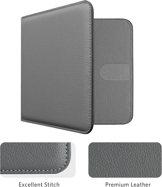 CoBak Car Registration and Insurance Holder - Men and Women Small Lightweight Vehicle Glove Box Car Organizer, Auto Truck Comparment Accessories Case for Essential Document, Driver License (Gray)