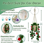 Crochet Hanging Plant for Car,Car Decorations Interior,Plant Aesthetic Car Accessories for Women Interior Cute,Car Ornaments Charms for Rear View Mirror,Boho Car Decoration Gifts