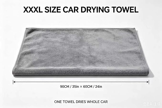 Microfiber Towels for Cars, 1200 GSM Car Drying Towels, 24 x 36 in Thick Plush Auto Detailing Towels, Ultra Absorbent Edgeless Car Wash Towels, Lint-Free, Charcoal Grey, 2 Pack