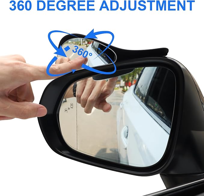 Blind Spot Mirror with Side Mirror Rain Guard, Carbon Fiber 2-in-1 Side Mirror Covers Kit with Wide Angle Adjustable Stick for Cars SUV and Trucks, Pack of 2