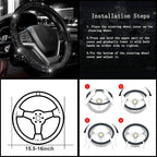Steering Wheel Cover for Women 15 1/2 inches-16 inches Bling Bling Crystal Diamond Sparkling for F150 F250 F350 Ram 4Runner Tacoma Tundra Range Rover (Black with Black Diamond)