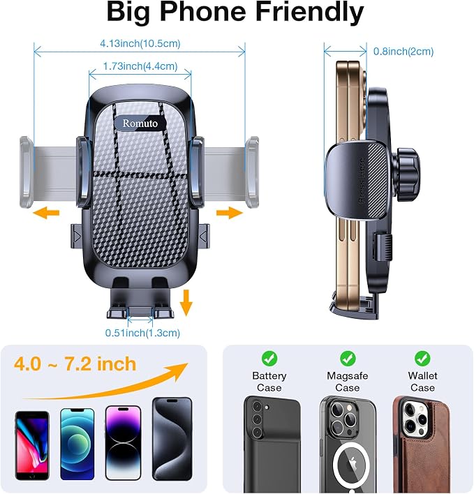 Phone Holders for Your Car Phone Holder Mount【Super Suction】 Cell Phone Holder for Car Accessories for Women Men【360° Adjustable】 Suction Phone Mount for Car, Window, Bathroom