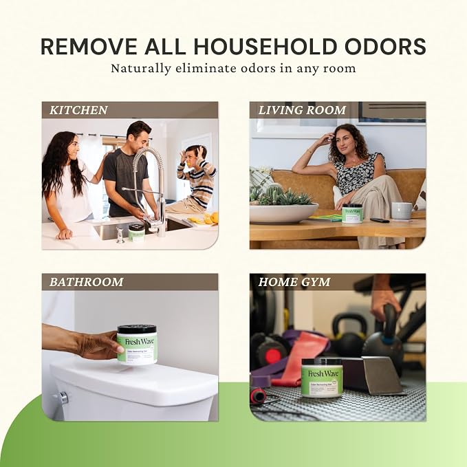 Odor Removing Gel, 15 oz. - Odor Absorbers for Home, Safer Odor Relief, Natural Plant-Based Odor Eliminator, Every 15 oz. lasts 30-60 Days, For Cooking, Trash & Pets