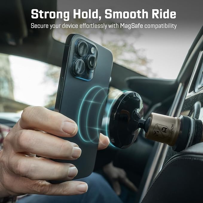 MobNetic Maxx MS - MagSafe Compatible Car Phone Mount w/ 90º Tilt, 360º Rotation & Durable Aluminum Build, Magnetic Holder for iPhone & Android Devices, USA Assembled - Gun Metal