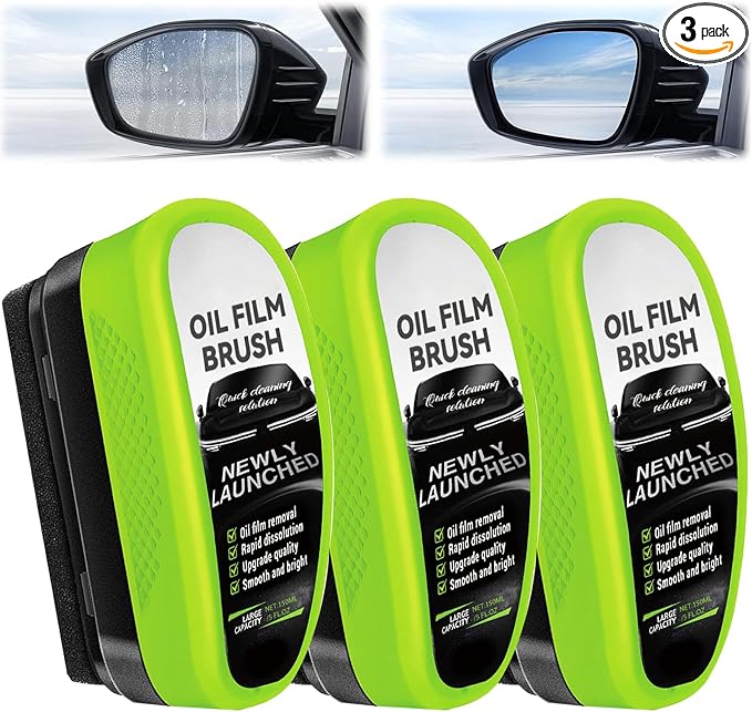 3PCS Clear Vision Windshield Cleaner, Automotive Oil Film Cleaning Brush for Car Windows, Windshield Oil Film Remover for Car,Truck,RV Windows and All Glass Surfaces