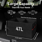 PAT SAM'S Car Trunk Organizer for SUV, Foldable Collapsible Storage Organizer with Dividers, Non-Slip Waterproof 600D Oxford, Backseat & Trunk Storage for Groceries, Tools, Toys (Black)