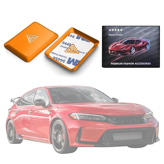 Polodunn Accessories for 11th Gen Honda Civic 2022-2025, for CRV/HRV/Accord 2023 2024 2025, Emergency Flashers Trim Caps Hazard Warning Light Push Button Cover (Orange)