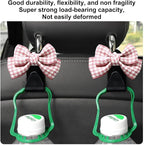 Mandark 2PCS Car Seat Headrest Hooks, Cute Bow Vehicle Hooks for Purses and Bags, Automotive Purse Hook Hanger Interior Decoration Accessories, Universal for SUV, Sedan, Truck (Pink/Small)