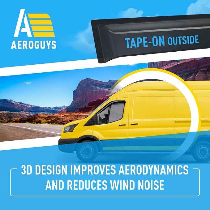 Extra Durable Window Deflectors Tape-On Window Visors Rain Guards Fit for Ford Transit 2014-2026, Sun Visors, Wind Vent for Shades, Exterior Car Accessories - 2pcs. AG0061