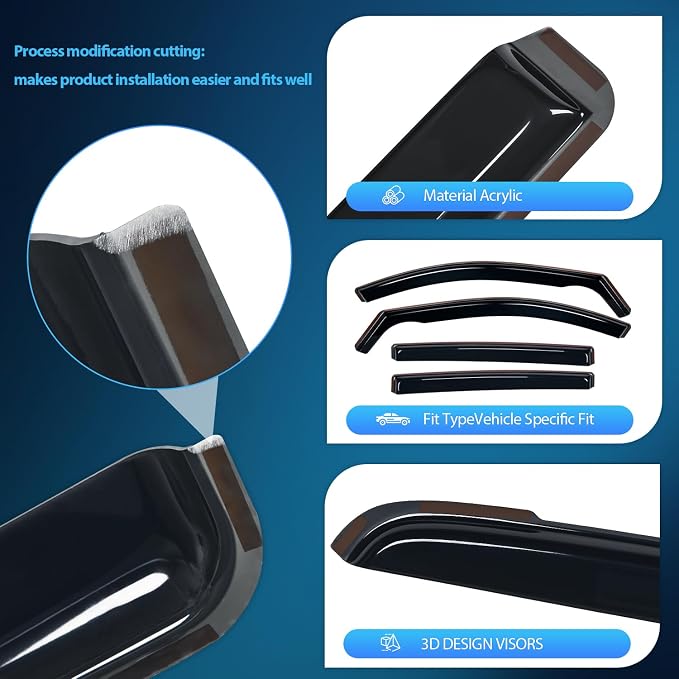 in Channel Rain Guards for Toyota RAV4 2013 2014 2015 2016 2017 2018 Original Window Deflectors, Vent Window Visors-4PCS