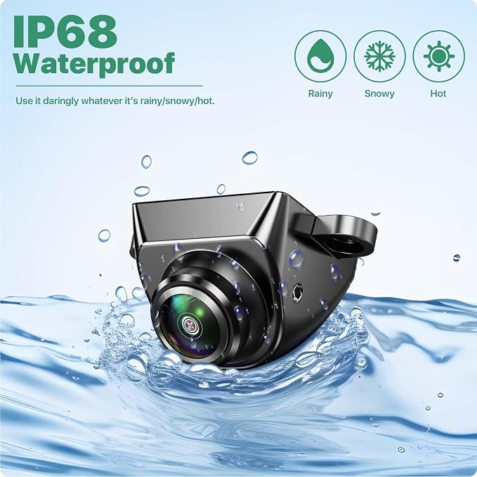AHD1080P Backup Camera with Video Format Switch Button, Reverse Rear/Front/Side View Cam, Adjustable Fisheye Lens, Waterproof Night Vision 170 Degree Wide View