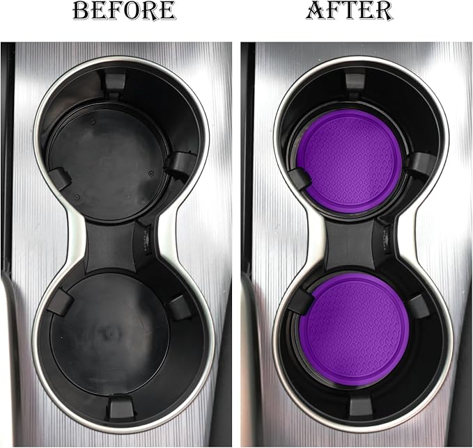 Car Cup Coaster, 4PCS Universal Non-Slip Cup Holders Embedded in Ornaments Coaster, Car Interior Accessories, Purple