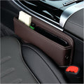 Car Seat Gap Organizer, Premium Leather Auto Seat Storage Box, Vehicle Adjustable Front Seat Gap Filler, Car Seat Side Pocket Organizer for Phones, Glasses, Keys, Money, Cards (Coffee)