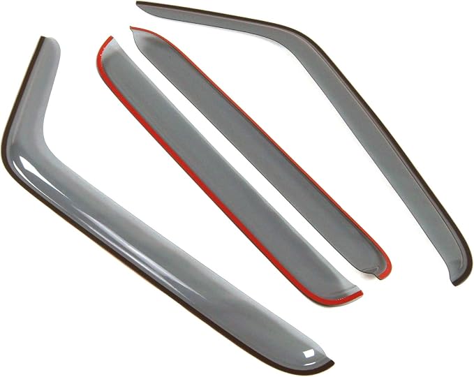 Car Window Rain Guard | Outside Mount Visors Auto Side Window Deflectors | Windows Visor Rain Shields Compatible with 2007-2016 Jeep Wrangler | 4 Pcs Set, LGWV2-277, Light Tinted