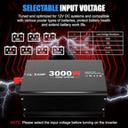 3000 Watt Power Inverter 12V DC to 110V AC Car Inverter with 4 AC Outlets, 30W Type-C Port, 3.1A USB Port, Remote Controller on LCD Screen, Power Converter for Truck, Home, Vehicles,Trip