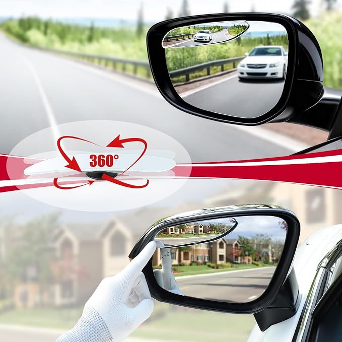 Long Blind Spot Mirror, Strip HD Glass Frameless Convex Rear View Mirrors Exterior Accessories with Wide Angle Adjustable Stick for Car SUV and Trucks, Pack of 2