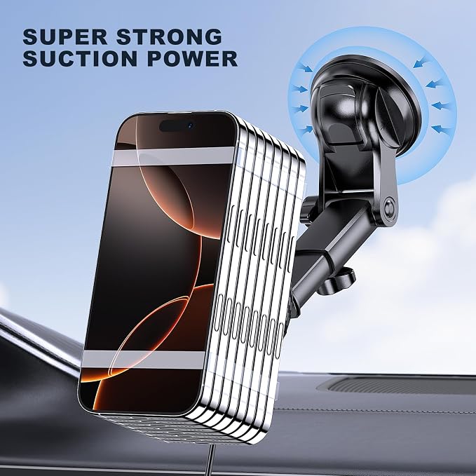 Only for iPhone Magsafe Car Mount Charger, Magnetic Phone Holder for Your Car Charger Dash Windshield Vent Magnetic Wireless Car Charger Mount for iPhone 17 16 15 14 13 12 Carbon Firber
