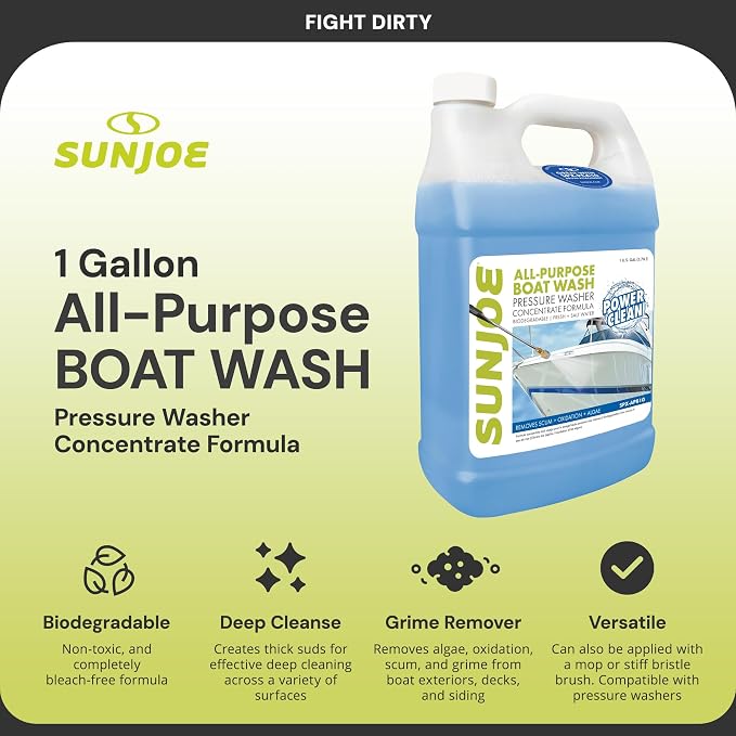 All-Purpose Boat Wash Cleaner for Pressure Washer, Concentrate Formula, Citrus Scent, 1 Gallon - Marine Cleaning Solution for Metal, Wood, Fiberglass, and Exterior Surfaces, SPX-APBW1G