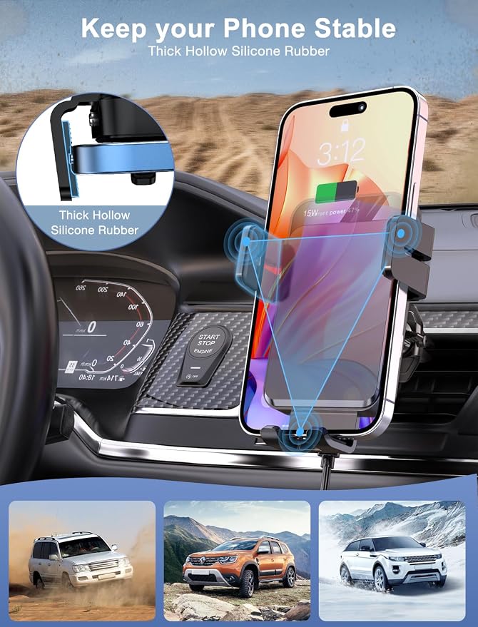 Wireless Car Charger, Auto-Clamping Car Mount 15W/10W/7.5W Fast Charging CD Slot Air Vent Car Phone Mount Fit for iPhone 16 15/14/13/13 Pro/12 Pro Max/12 pro/12/11 Series, Samsung Galaxy Series