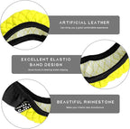 Bling Car Steering Wheel Cover, 15 Inch Sparkly Rhinestone Soft Leather Steering Wheel Protector, Non-Slip Universal Auto Elastic Steering Wheel Covers for Women Girls (Yellow)
