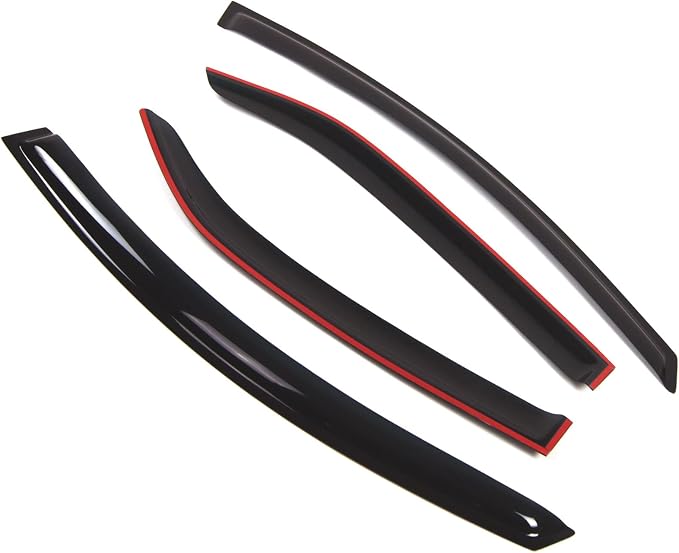 Outside Mount Window Vent Visors Rain Guards Compatible with Kia Forte 2009-2013 | Side Window Wind Deflectors Rain Shields | Black Tinted, 4 Pcs Set, BGWV-279
