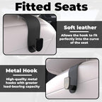 2 Pcs Seat Headrest Hook for Car, Seat Back Hanger Holder Hooks, Hanger Storage Organizer for Purse Bags Coat, Car Interior Accessories Leather Hidden Hook