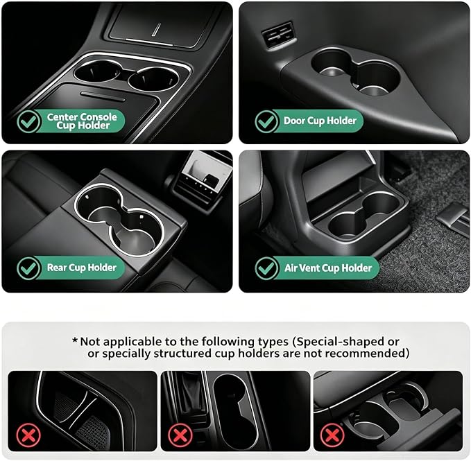 Car Cup Holder Tray, Center Console Mount Car Food Tray Table for Eating, 11 LBS Load Capacity Cup Holder Expander, Universal Car Tray for Drinks, Meals, Laptop, Fits Most Vehicles