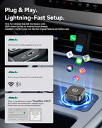 2026 2-in-1 Wireless CarPlay & Android Auto Adapter, Ultra Mini Dongle Converts Wired to Wireless, WiFi 6 & Bluetooth 5.4, Plug & Play Stick for Cars with Factory Wired System, Low Latency