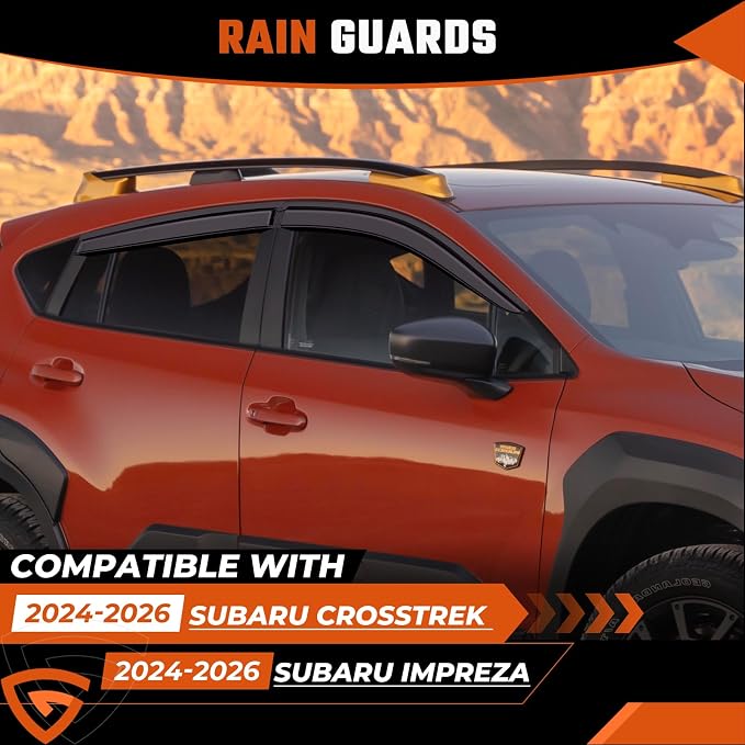 Rain Guard Compatible with Subaru Crosstrek 2024 2025 Tape-On Extra Durable Side Window Visor Deflectors Fit for Subaru Impreza 2024-2025 Rain Guards Black 4 PCS