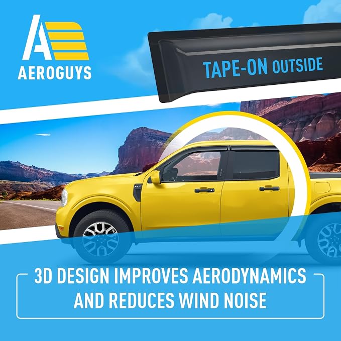 Extra Durable Window Deflectors Tape-On Window Visors Rain Guards Fit for Ford Maverick 2022-2026, Sun Visors, Wind Vent for Shades, Exterior Car Accessories - 4pcs. AG0511