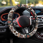 Car Steering Wheel Cover 15 Inch Universal Breathable Soft Anti-Slip Auto Accessories Steering Wheel Protector Fit for Most Vehicles, Aztec Geometric Cow Print