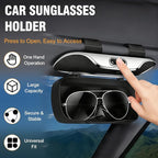 Sunglasses Holder for Car Sun Visor – Soft Vehicle Interior Glasses Organizer Box Accessories,Protective Automotive Eyeglasses Storage Case Hanger,Universal for SUV Sedan Truck (Beige)