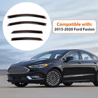 4pcs Smoke Tint Window Visors Compatible with 2013-2020 Ford Fusion, Set of 4 Front+Rear Sun Rain Guard Vent Outside Mount Tape On Style Acrylic